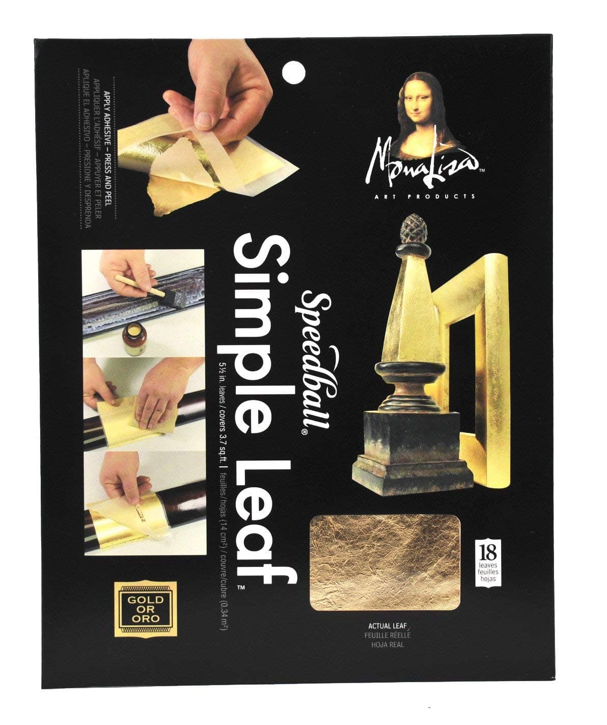 Mona Lisa Gold Leaf Sheets for Gilding, 18 Pack